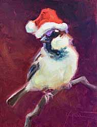christmas painting of bird sparrow painting